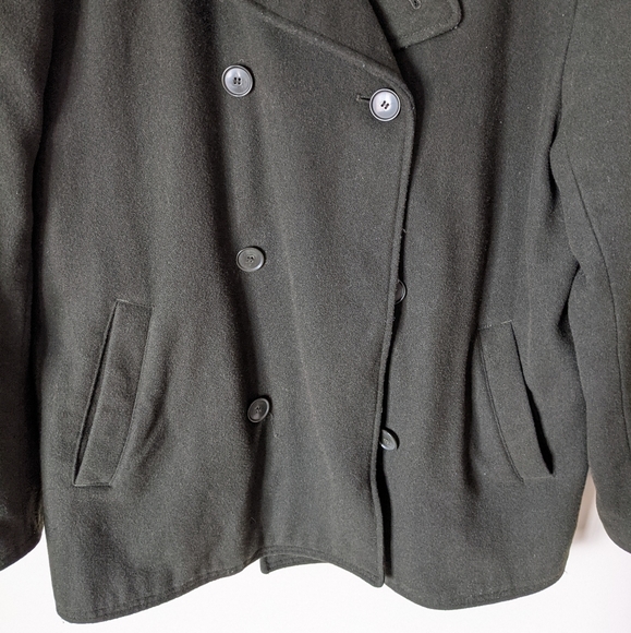 Vintage Dark Green Wool Double Breasted Pea Coat - Picture 5 of 13